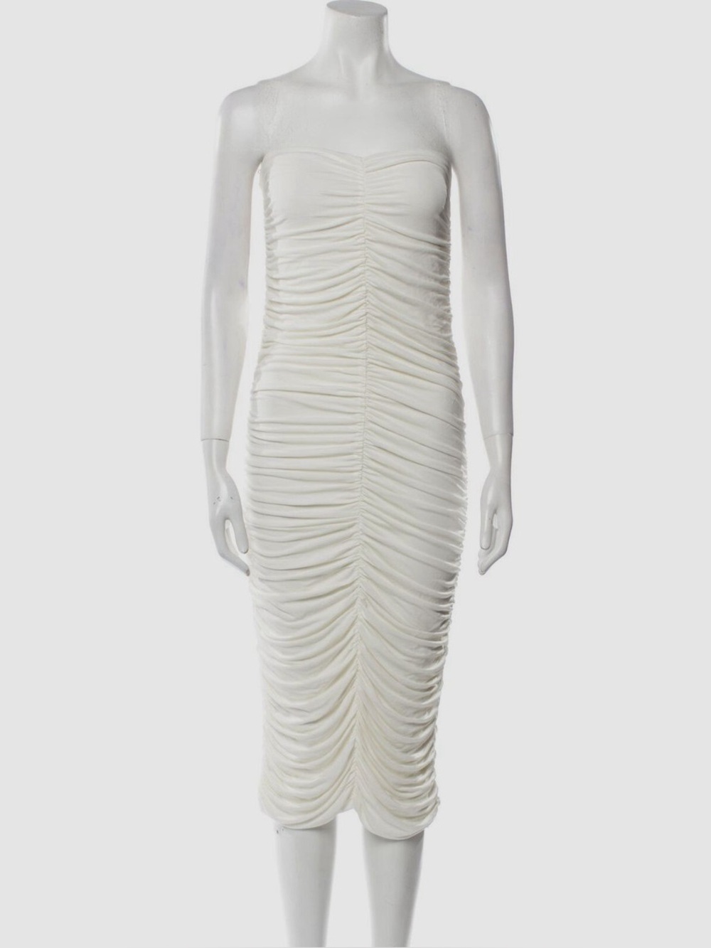 Ronny Kobo Women's White Strapless Ruched Bodycon Midi Dress